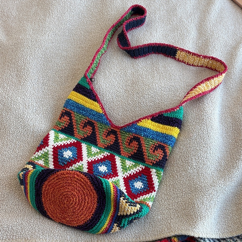 Multicolor Handcrafted Crossbody Bucket Bag From Guatemala